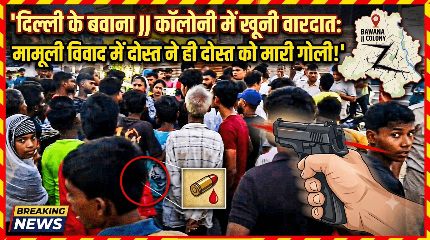 Delhi : नरेला NIA थाना क्षेत्र की बवाना JJ कॉलोनी में दोस्त ने दोस्त को मारी गोली, इलाके में दहशत का माहौल