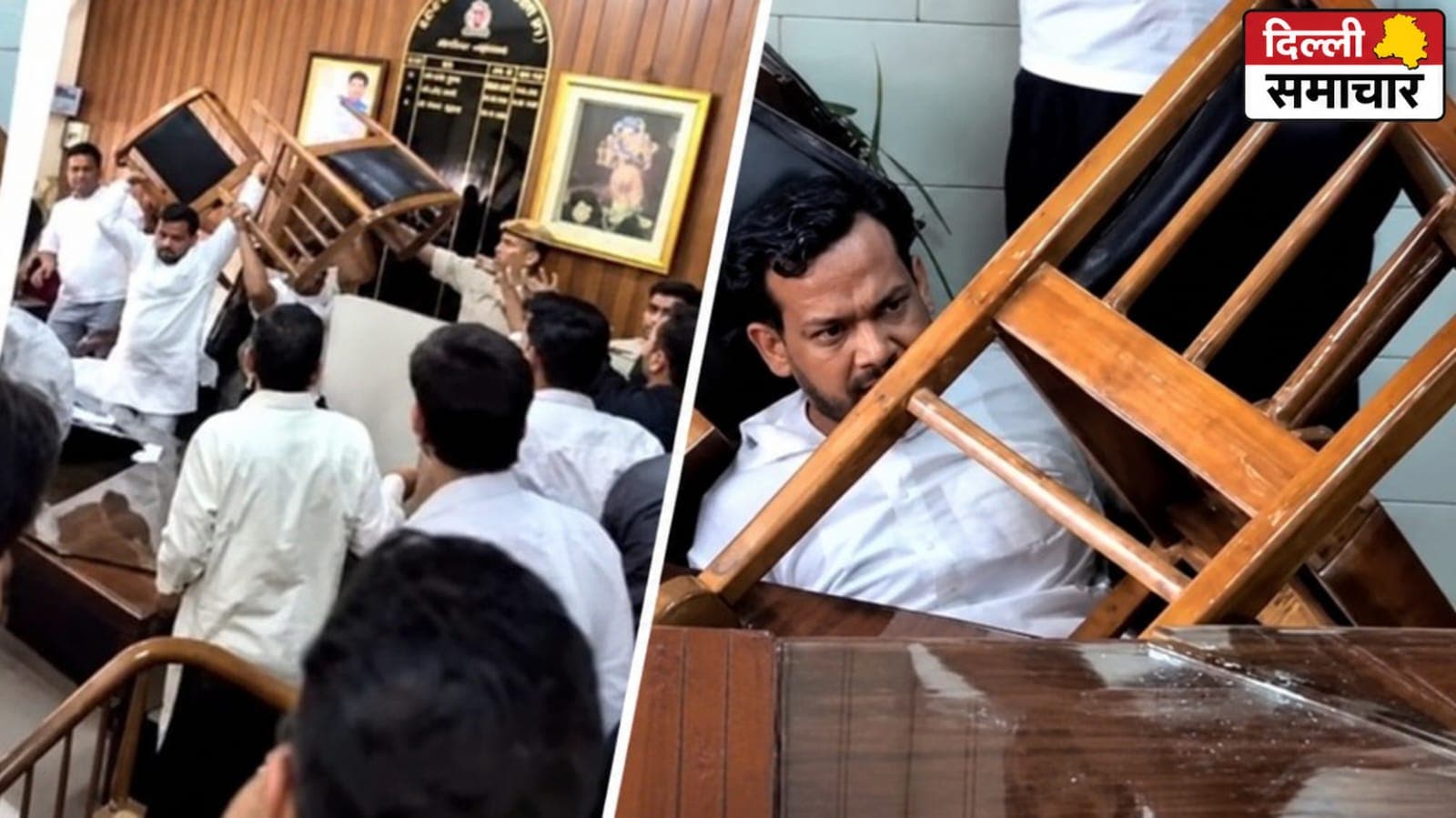 Delhi : कांग्रेस पार्षद पर हमला, MCD दफ्तर में कुर्सियों से मारपीट का Video वायरल