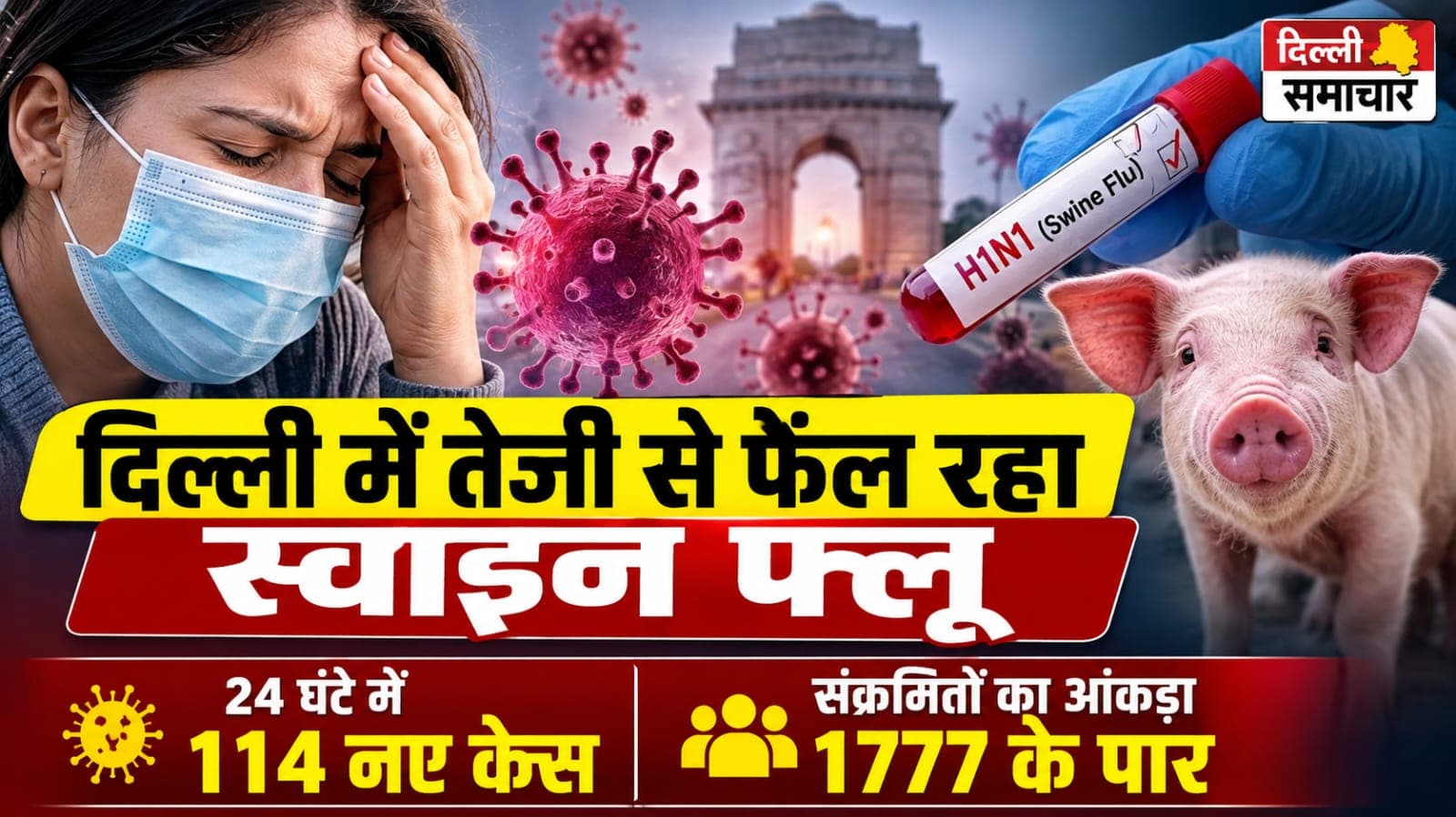दिल्ली में तेजी से फैल रहा स्वाइन फ्लू, 24 घंटे में 114 नए केस; संक्रमितों का आंकड़ा 1777 के पार