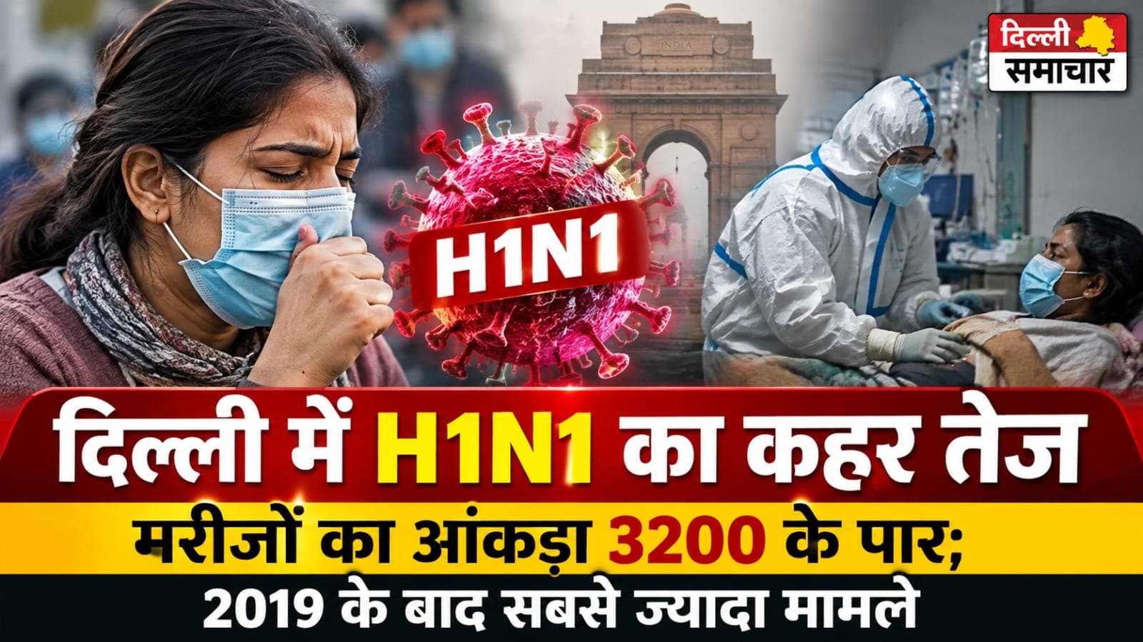 Delhi : दिल्ली में H1N1 का कहर तेज, मरीजों का आंकड़ा 3200 के पार; 2019 के बाद सबसे ज्यादा मामले