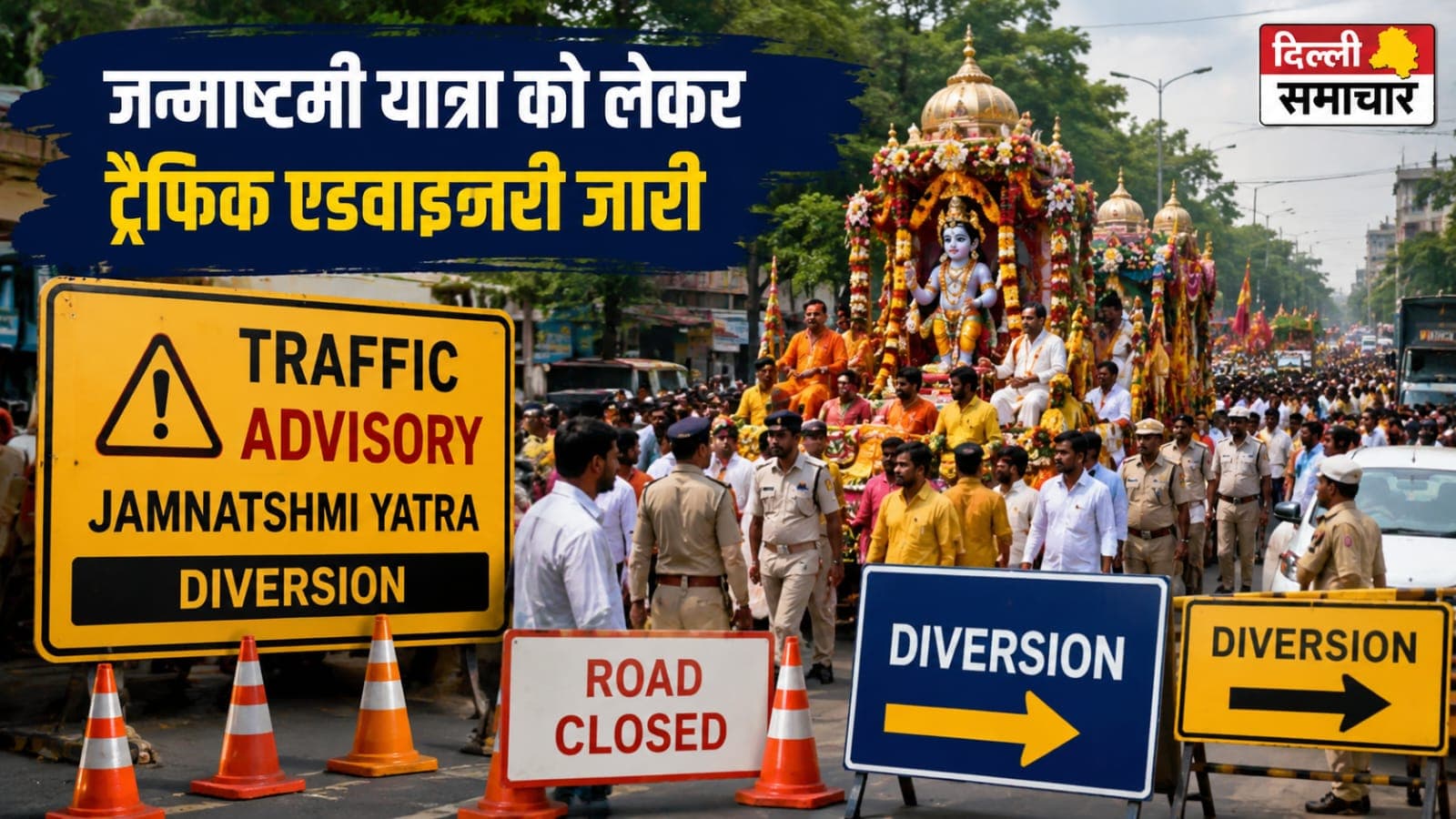 दिल्ली वाले ध्यान दें! जन्माष्टमी यात्रा को लेकर ट्रैफिक एडवाइजरी जारी, इन रास्तों पर रहेगा डायवर्जन