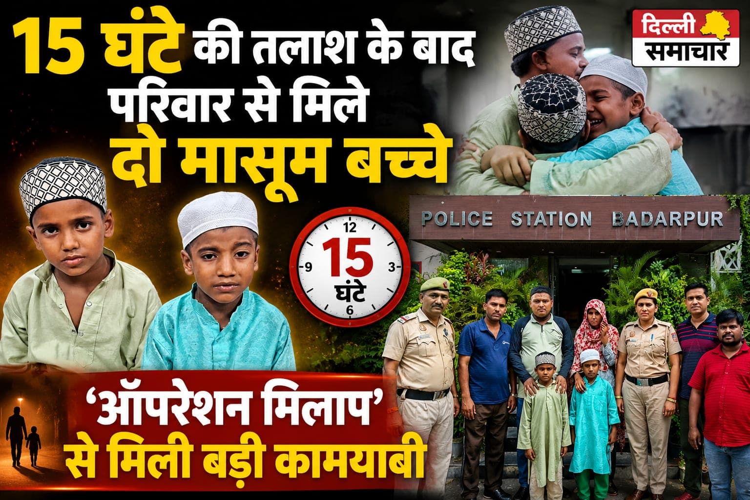 Delhi : 15 घंटे की तलाश के बाद परिवार से मिले दो मासूम बच्चे, ‘ऑपरेशन मिलाप’ से मिली बड़ी कामयाबी