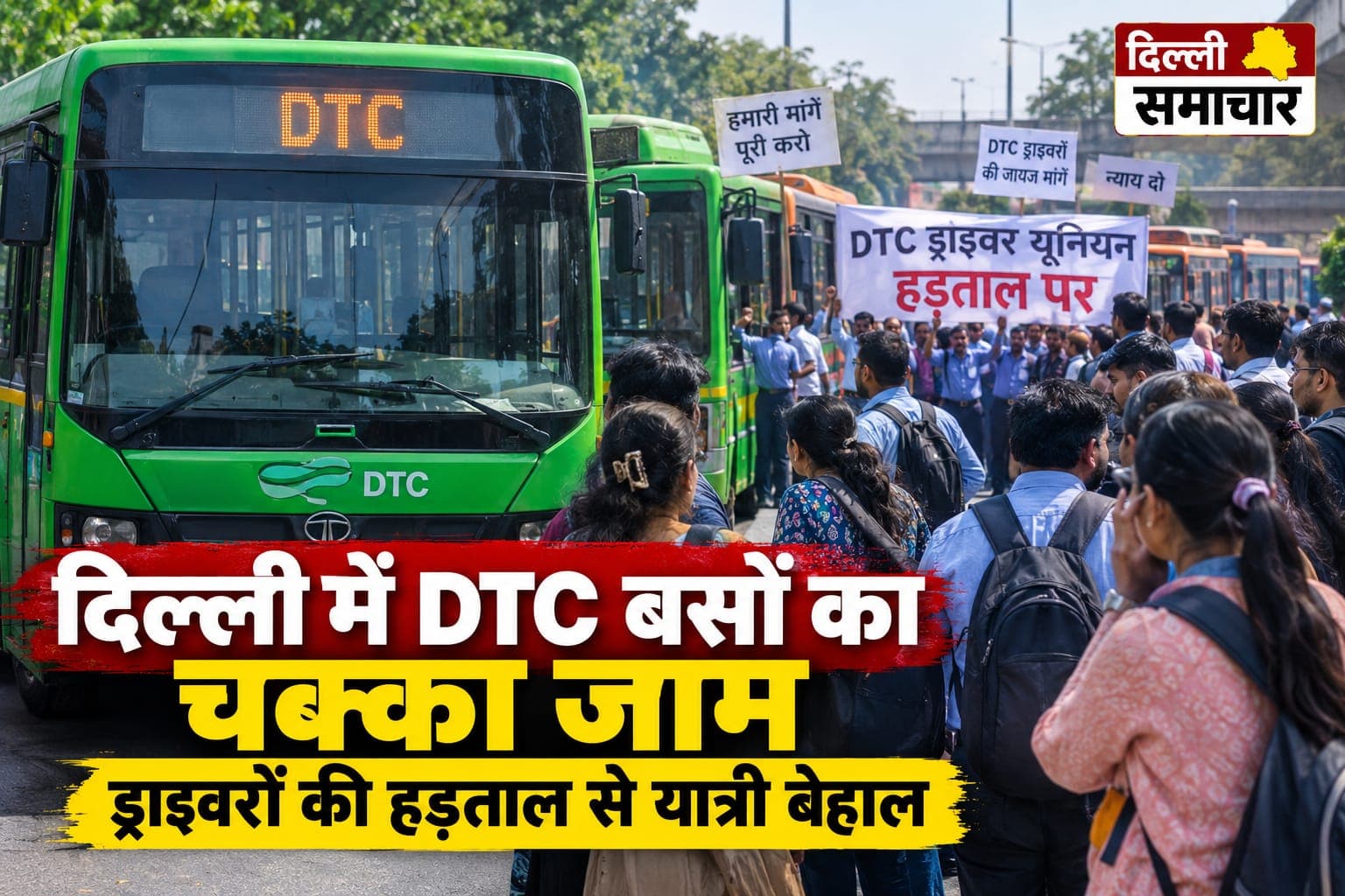 दिल्ली में DTC बसों का चक्का जाम, ड्राइवरों की हड़ताल से यात्री बेहाल