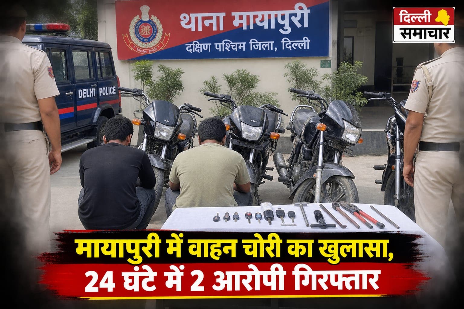 Delhi : मायापुरी में वाहन चोरी का खुलासा, 24 घंटे में 2 आरोपी गिरफ्तार