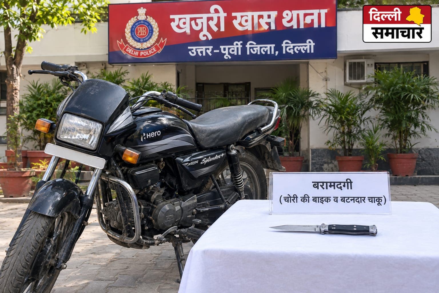 Delhi : खजूरी खास में 20 मामलों में शामिल बदमाश गिरफ्तार, चोरी की बाइक और बटनदार चाकू बरामद