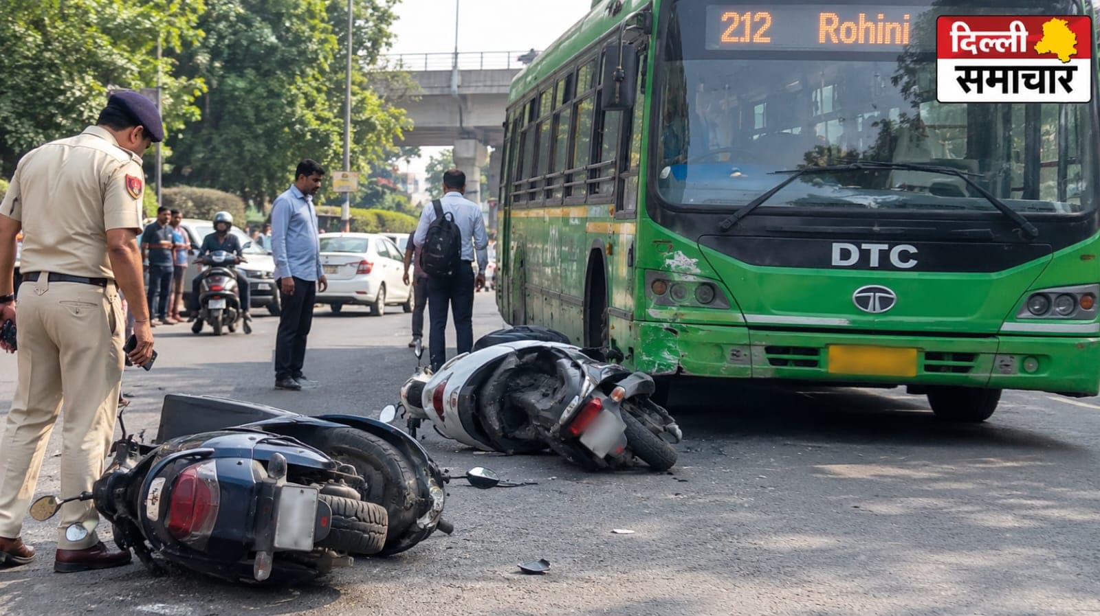 Delhi : दिल्ली में DTC बस का कहर: दो स्कूटी को मारी टक्कर, एक की मौत; महिला चालक फरार